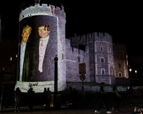 Four People Taken into Custody Following Projections of Donald Trump and Jeffrey Epstein Projected on Windsor Castle